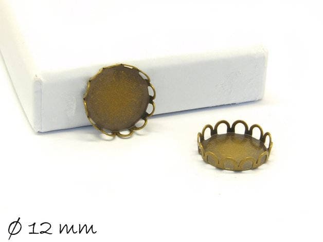 10 Stück Fassungen für Cabochons, 12 mm, bronze