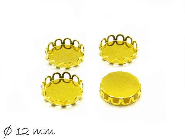 10 Stück Fassungen für Cabochons, 12 mm, golden