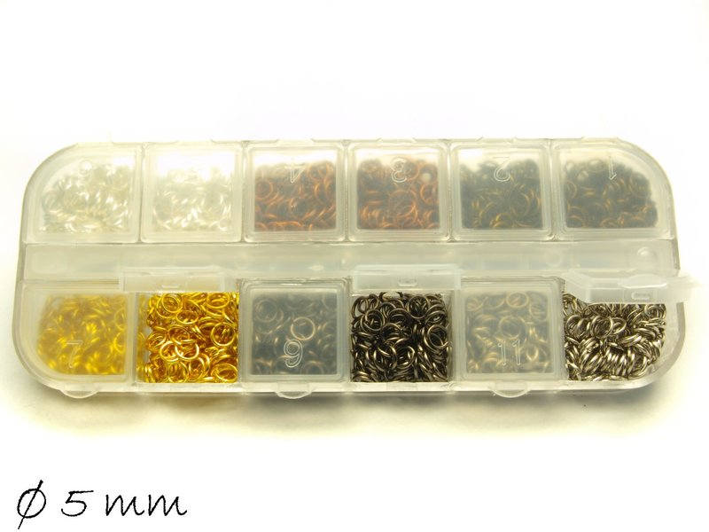 1 Box Biegeringe (Spaltringe) (60 g) Farbmix, Ø 5mm