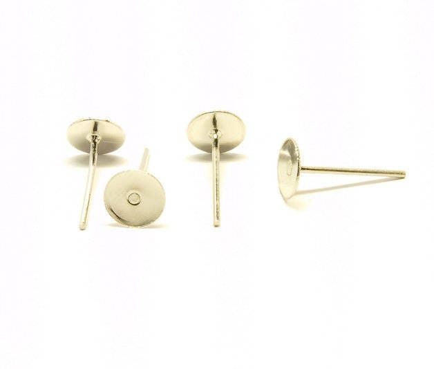 10 Stück Ohrstecker Rohlinge mit Fassung, platin silbern, 11 x 6 mm