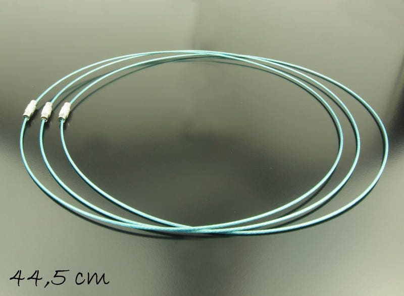 Halsreif, hellblau, Collier Stahl 44,5 cm Edelstahl Collier