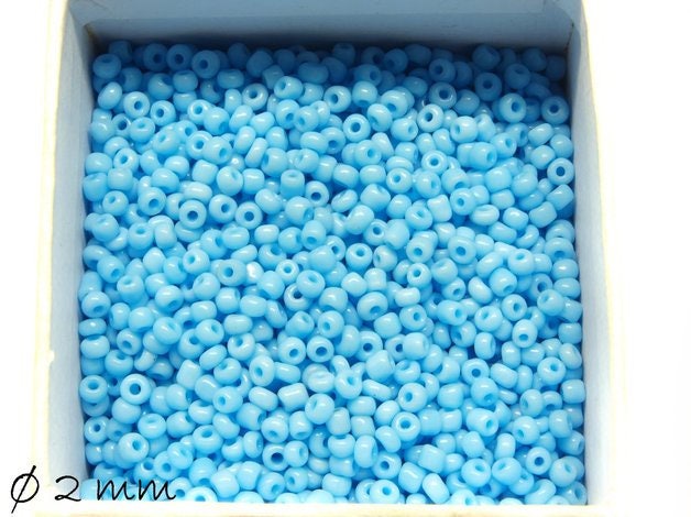 0,05EUR/g - 50 g opake Rocailles hellblau blau 2 mm #17 Perlen