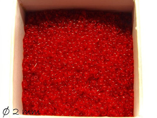 0,05EUR/g - 50 g Rocailles transparent rot dunkelrot 2 mm #19 Perlen