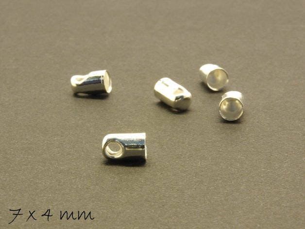 20 Stück Endkappen, platin silbern, 7 x 4 mm, Innendurchmesser 3,5mm