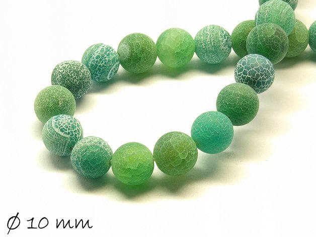 10 Stück matte, gecrackte Achatperlen, 10 mm, grün