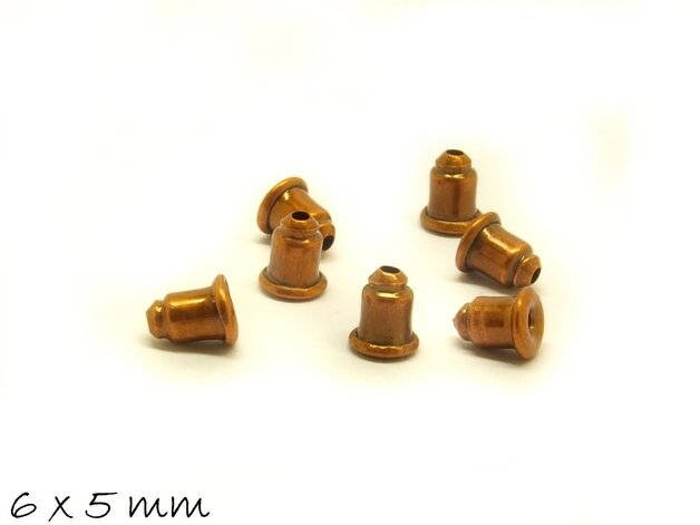 50 Stück Ohrmuttern für Ohrstecker, Stopper, kupfer, 6 x 5 mm