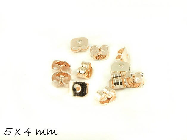 50 Stück Ohrmuttern für Ohrstecker, Stopper, rosegold, 5 x 4 mm