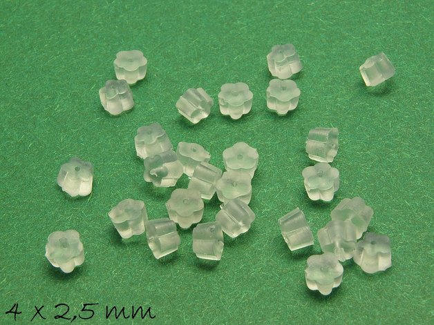 100 Stück Ohrmuttern für Ohrstecker, Stopper, Plastik, 4 x 2,5 mm Blume