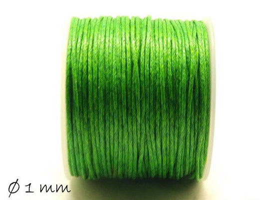 0,30EUR/m - 5 m Wachsband, Baumwollschnur, grün, Ø 1 mm