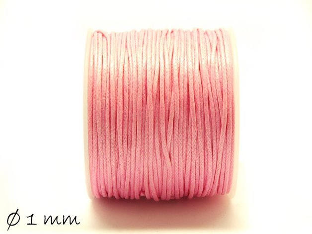 0,30EUR/m - 5 m Wachsband, Baumwollschnur, rosa, Ø 1 mm