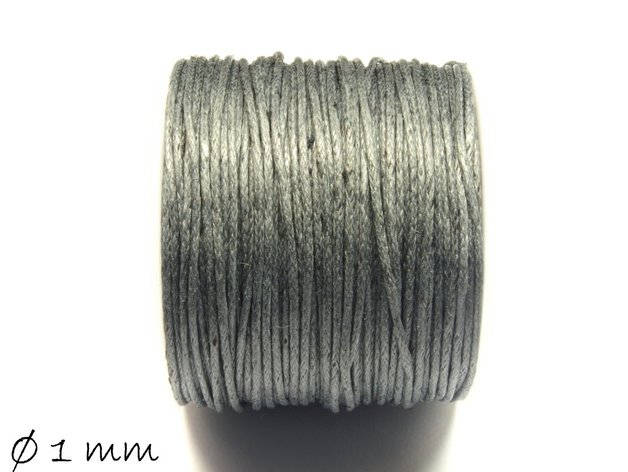 0,30EUR/m - 5 m Wachsband, Baumwollschnur, grau, Ø 1 mm