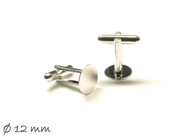 2 Stück Manschettenknöpfe mit Cabochonfassung silbern Klebefläche 12 mm