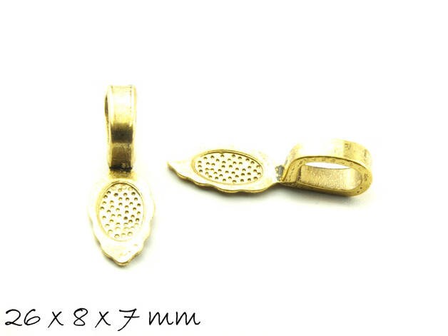 10 Stück Anhängerschlaufen mit Klebefläche antik gold