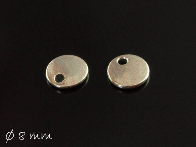 10 Stück Anhänger Stempel Plättchen rund silber Ø 8 mm