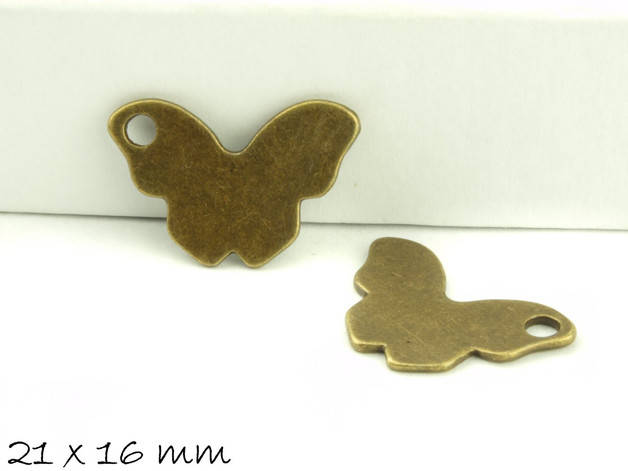 10 Stück Anhänger Stempel Schmetterling bronze