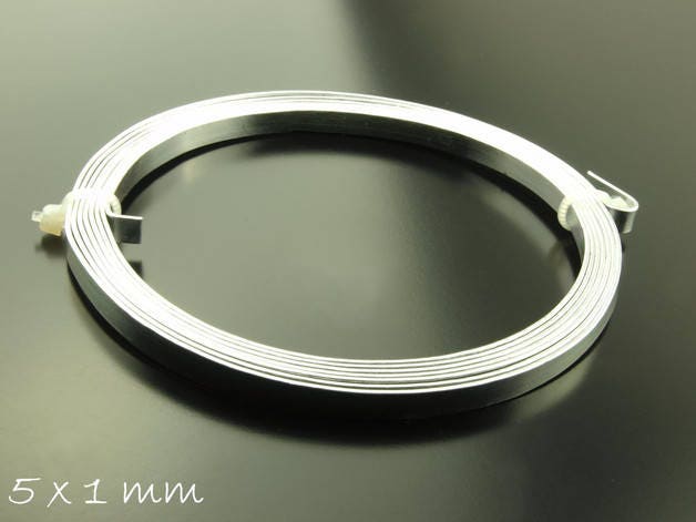 1,30EUR/m - 2 m Aluminiumdraht, Alu Draht, silber, zum Stempeln 5 x 1 mm