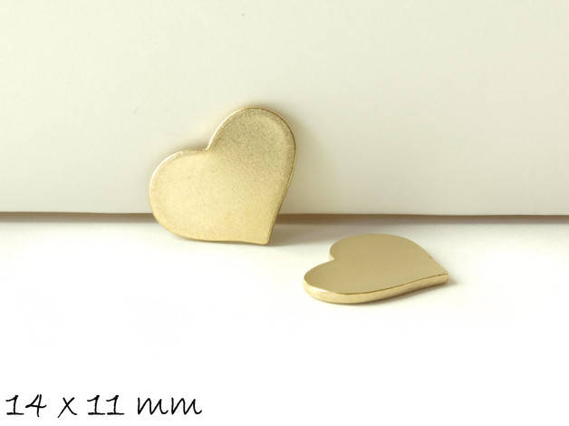 10 Stück Messing Anhänger Stempel Herz gold 14 x 11 mm