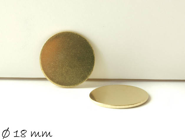 6 Stück runde Messing Stempel Plättchen golden Ø 18 mm ohne Loch