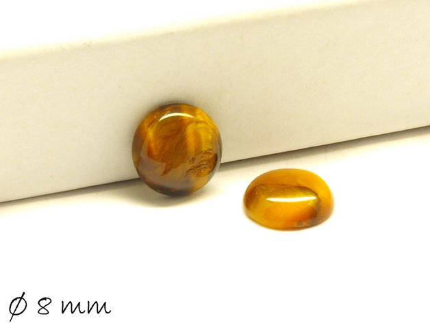 2 Stück Edelstein Cabochons, Tigerauge, 8 mm