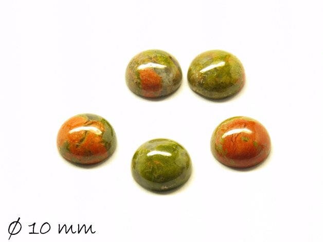 2 Stück Edelstein Cabochons, Unakite Stein, 10 mm