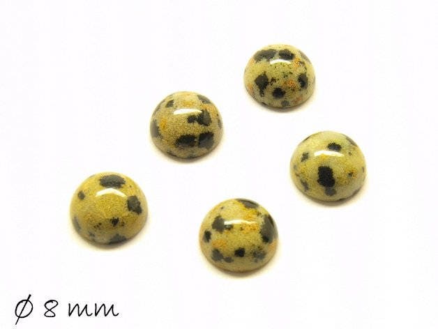 2 Stück Cabochons, Dalmatiner Jaspis (Jasper), 8 mm