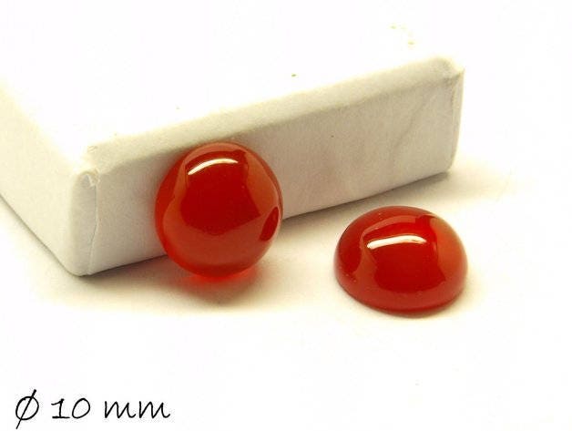 2 Stück Edelstein Cabochons, roter Achat, 10 mm