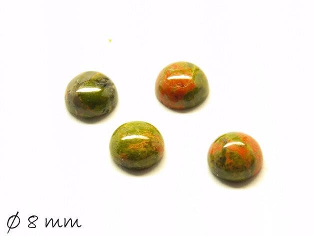 2 Stück Edelstein Cabochons, Unakite Stein, 8 mm