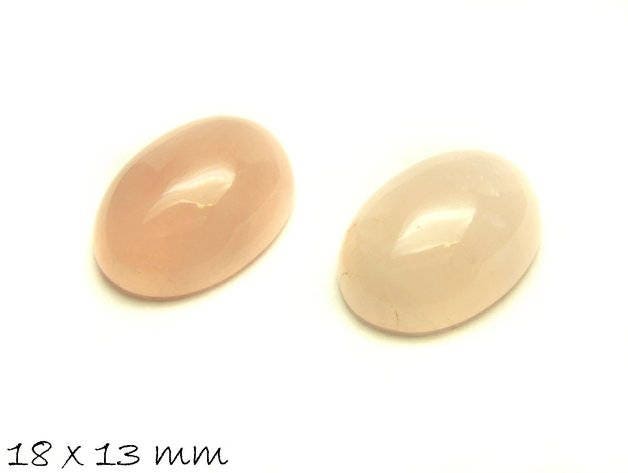 2 Stück Edelstein Cabochons, Rosenquarz, oval, 18 x 13 mm