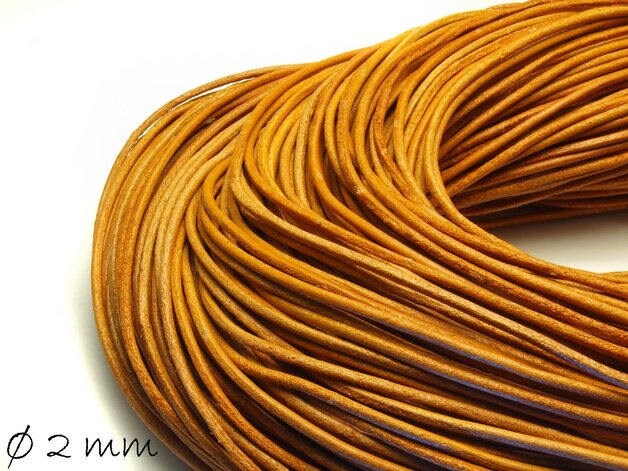 0,70EUR/m - 5 m Lederband, hellbraun naturbelassen, Ø 2 mm