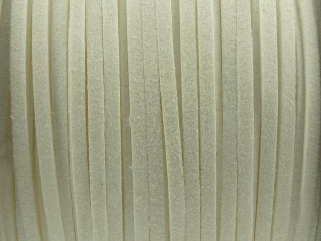 0,42EUR/m - 6 m Wildlederimitat 3 x 1,5 mm weiß, flach