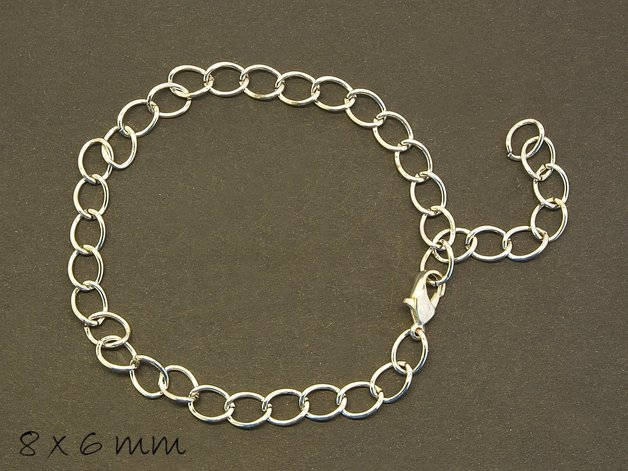 Armbandrohling, Bettelkette, 8 x 6 mm, platin