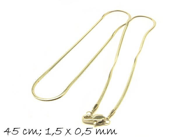 Fertige Schlangenkette Edelstahl, 45 cm lang, 1,5 x 0,5 mm