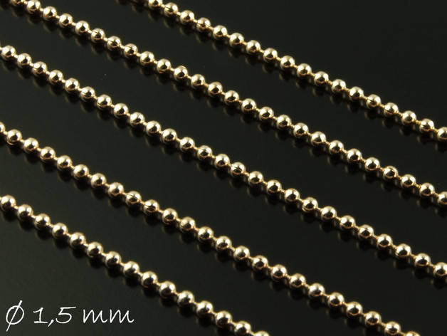 0,96EUR/m - 5 m Kugelkette rose gold, fein, 1,5 mm Kugeln