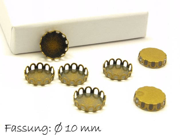 10 Stück Fassungen für Cabochons, 10 mm, bronze