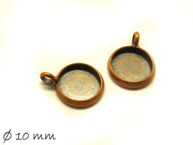 10 Anhänger mit Cabochonfassung, Ø 10 mm kupfer