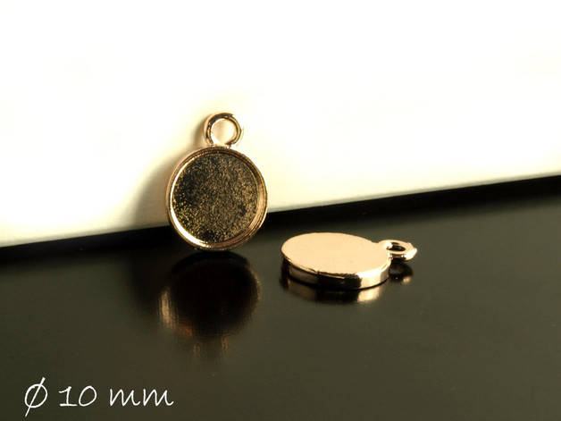 4 Stück Anhänger mit Cabochonfassung/Medaillon, 10 mm, rosegold