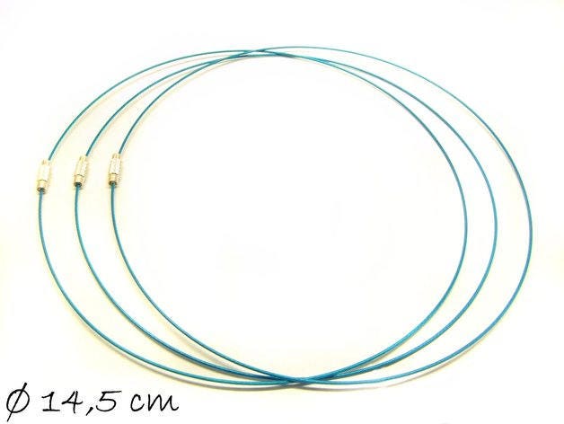 Halsreif, türkis blau, Collier Stahl 44,5 cm Edelstahl Collier