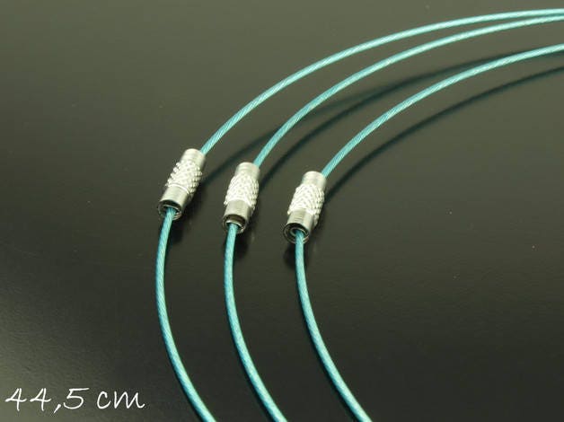 Halsreif, hellblau, Collier Stahl 44,5 cm Edelstahl Collier