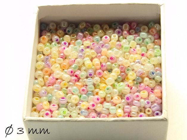 0,05EUR/g - 50 g Opake Rocailles Perlmuttoptik Mix 3 mm #4