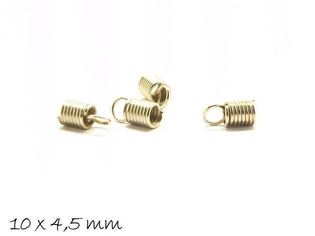 20 Stück Lederbandendkappen Bügeleisen, platin silbern, 10 mm, Innendurchmesser 3mm