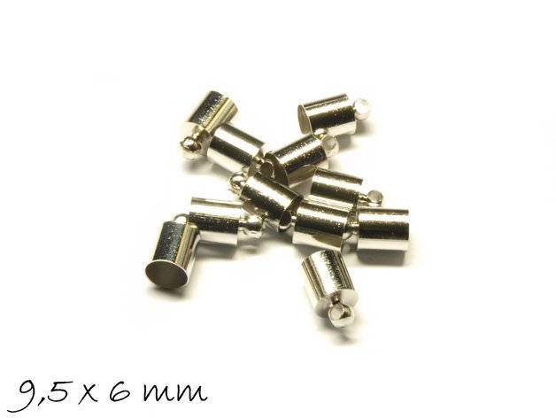 10 Stück Endkappen, platin silbern, 9,5 x 6 mm, Innendurchmesser 5,5mm