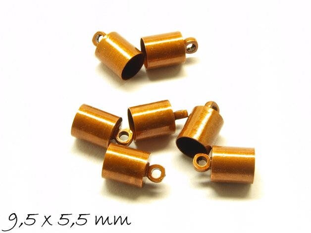 10 Stück Endkappen, kupfer, 9,5 x 6 mm, Innendurchmesser 5,5mm