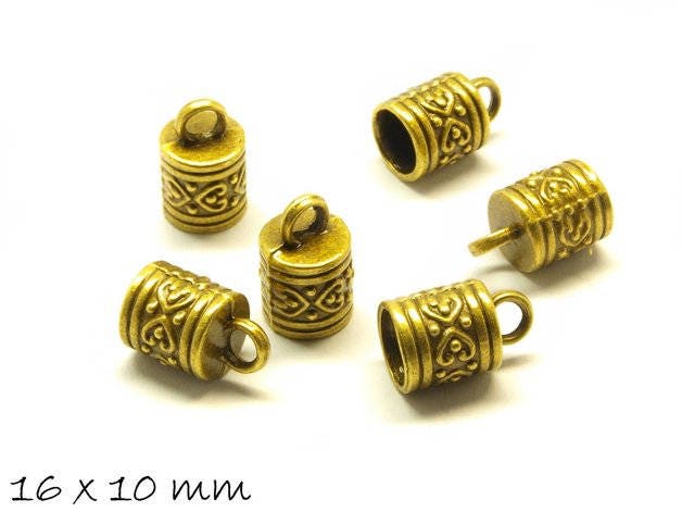 10 Stück Endkappen, Innendurchmesser 7,5 mm, bronze 16 x 10 mm antik