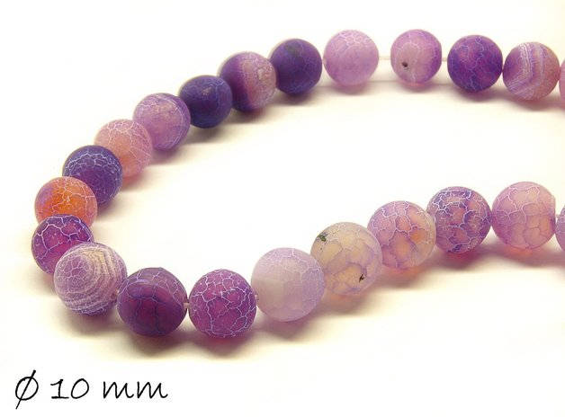 10 Stück matte, gecrackte Achatperlen, 10 mm, lila