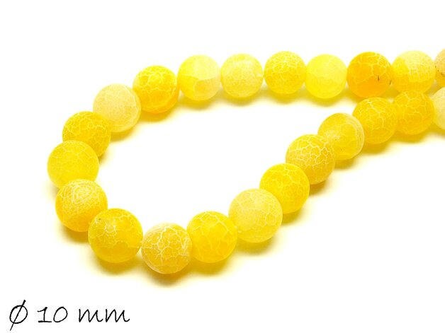 10 Stück matte, gecrackte Achatperlen, 10 mm, gelb