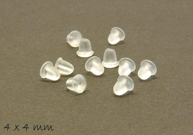 100 Stück Ohrmuttern für Ohrstecker, Stopper, Plastik, 4 x 4 mm