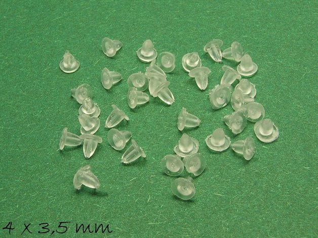 100 Stück Ohrmuttern für Ohrstecker, Stopper, Plastik, 4 x 3,5 mm