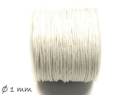 0,30EUR/m - 5 m Wachsband, Baumwollschnur, weiß, Ø 1 mm
