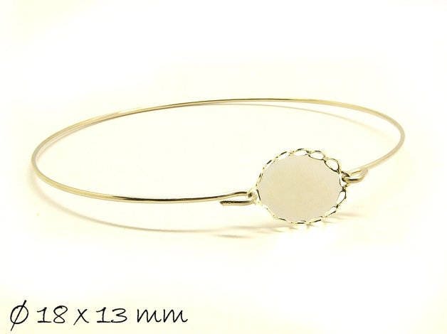1 Stück Armreifrohlinge Cabochon Fassung 18 x 13 mm silber