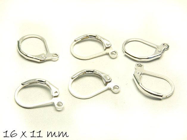 10 Stück Klappbrisuren silber 11 x 16 mm Ohrringe Creolen